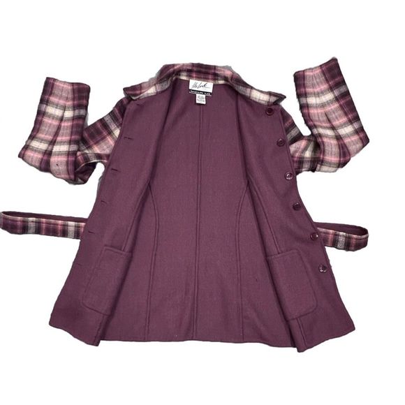 Vintage Randolph Duke The Look Y2K Wool Blend Jacket Blazer Plaid Pink Tan Sz 8 - Picture 11 of 13